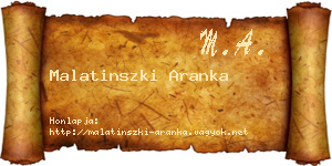 Malatinszki Aranka névjegykártya