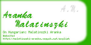 aranka malatinszki business card
